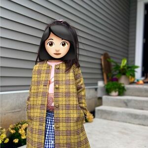 Caramel Yellow and Brown Plaid Coat-Like New